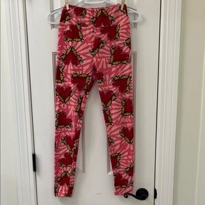 LouLaRue Women’s Pink Heart Patterned Leggings